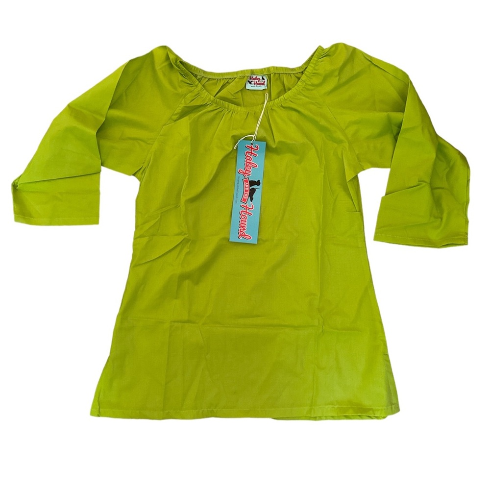 Haley and the Hound Lime Green Tunic 3/4 Sleeve Top - Small- NWT